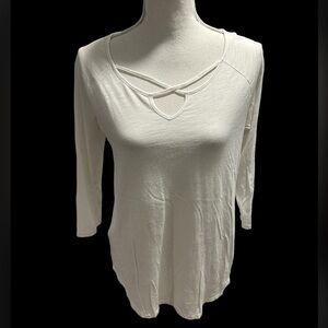 {Eddie Bauer} 3/4 Sleeve Cross-Front Blouse